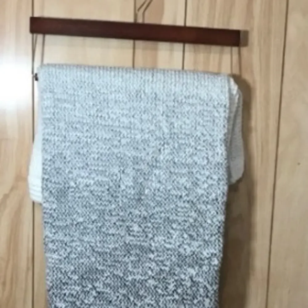NWT Thick Black Gray White Handmade Crocheted Blanket by Dawny